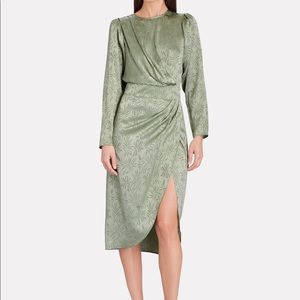 RONNY KOBO JADE LEAF JACQUARD MIDI DRESS